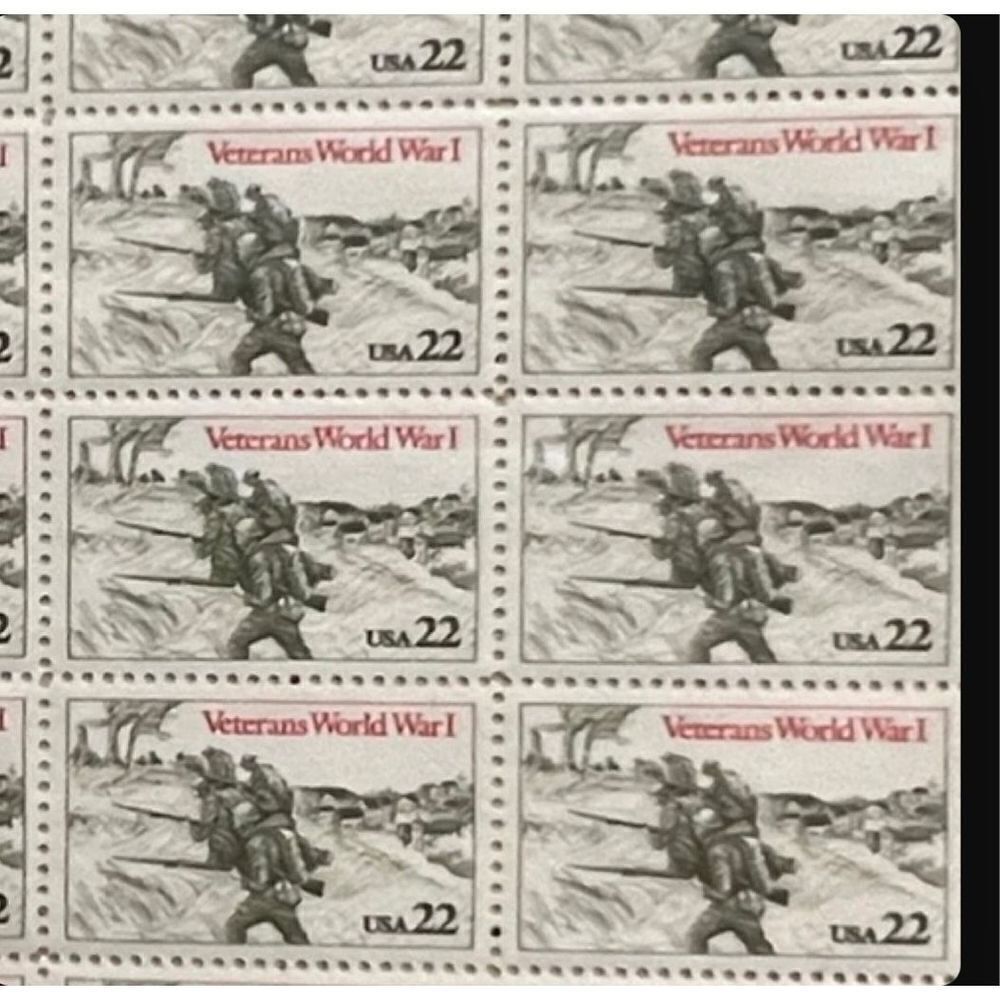 MNH World War I Veterans Issue Sheet of 50 22c Stamps Scott #2154